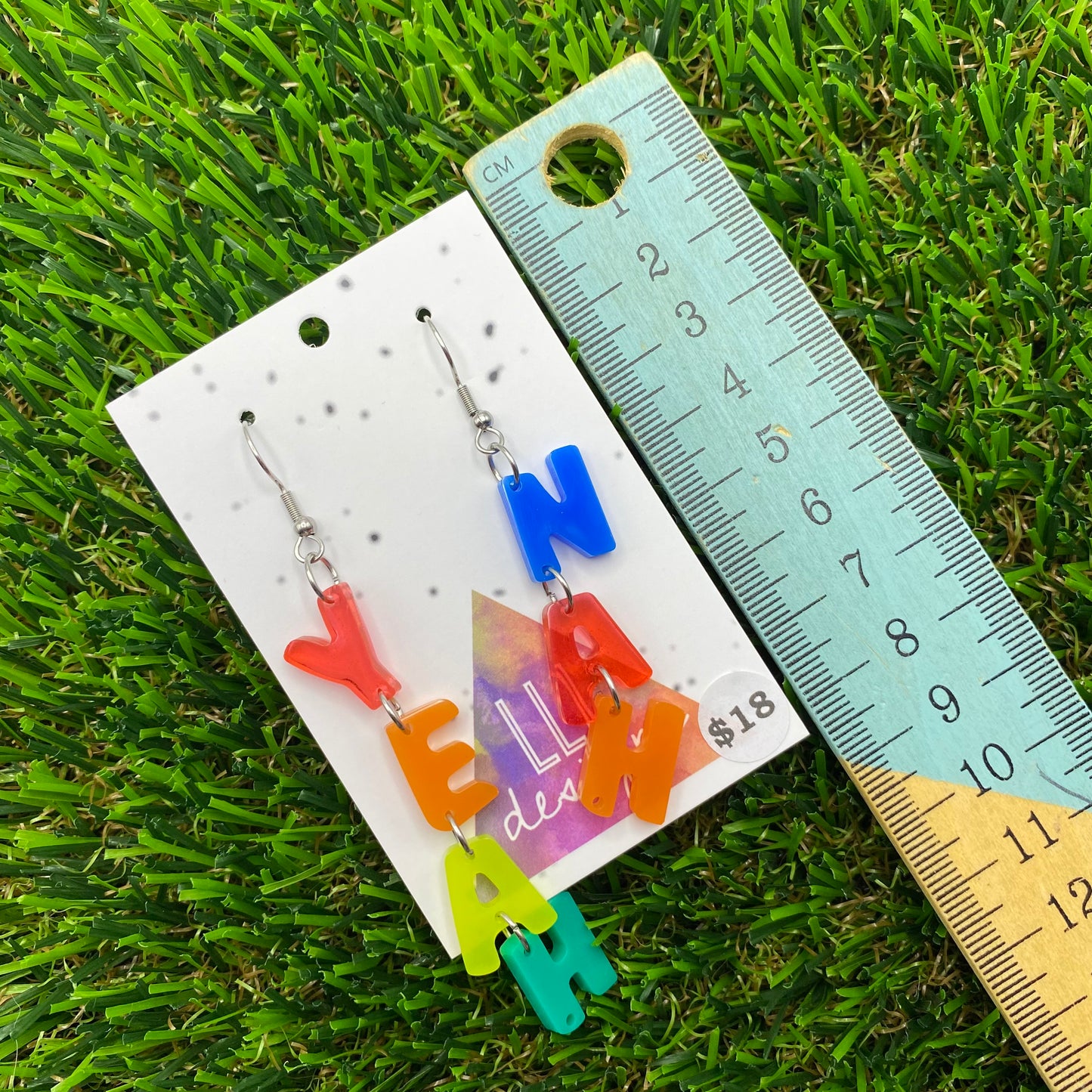 Resin Earrings - Yeah Nah Dangle Earrings Featuring a Hook Top! #Version2