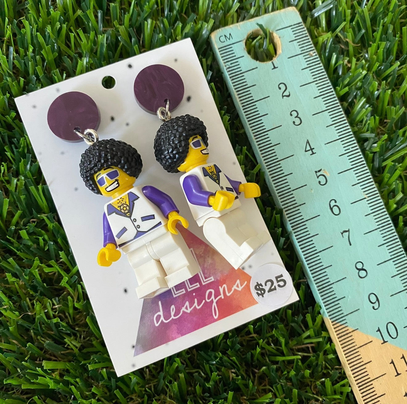 Purple Disco Stud Brick Character - Featuring Marbled Purple Acrylic Tops!