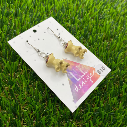 Tan Pug Brick Animal Hook Earrings - Lightweight!