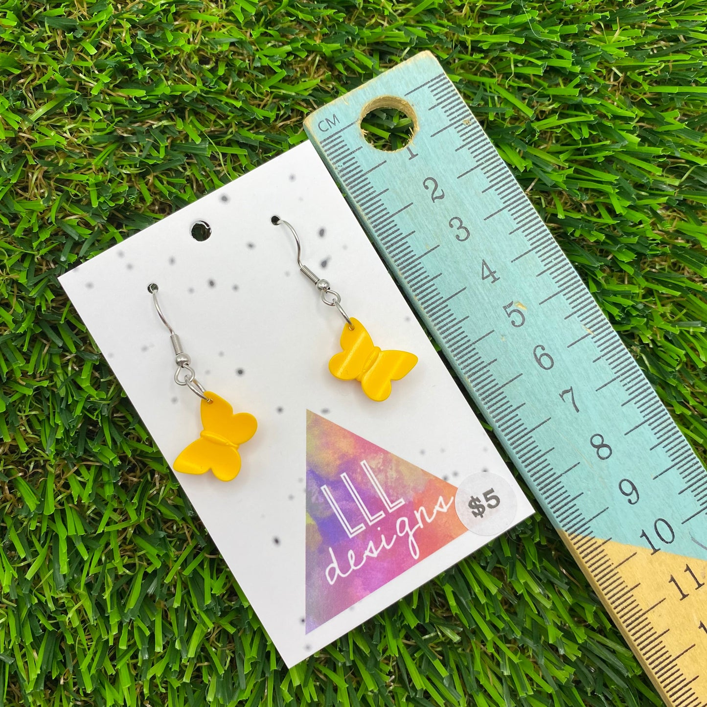 Butterfly Brick Hook Earrings - Orange - Super Lightweight!