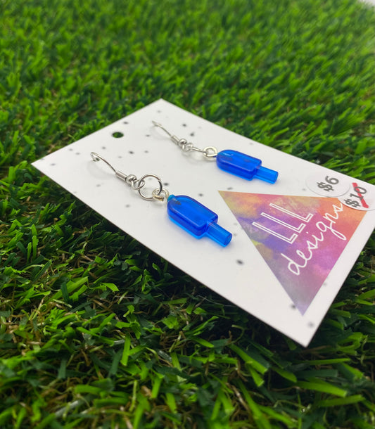 Icy Pole Brick Hook Earrings - Blue - Super Lightweight!