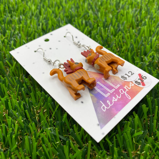 Punk Kitty Cat Brick Animal Hook Earrings - Lightweight!