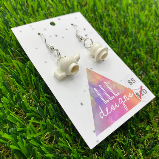 Tea Pot and Tea Cup Brick Hook Earrings with Saucer - Super Lightweight!