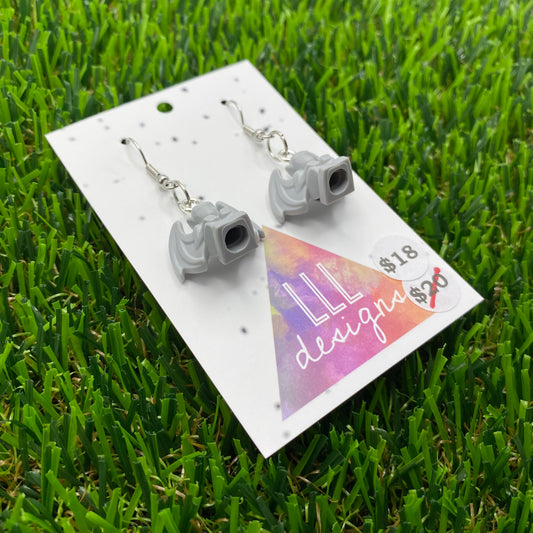 Grey Gargoyle Brick Animal Hook Earrings - Lightweight!