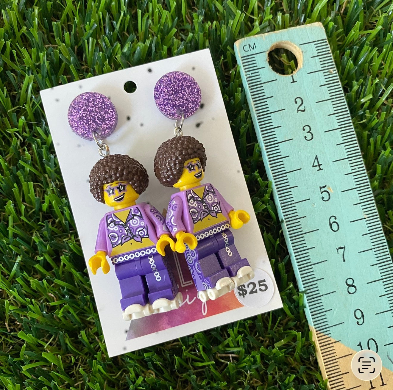 Purple Disco Diva Brick Character On Rollerskates - Featuring Purple Glitter Tops!