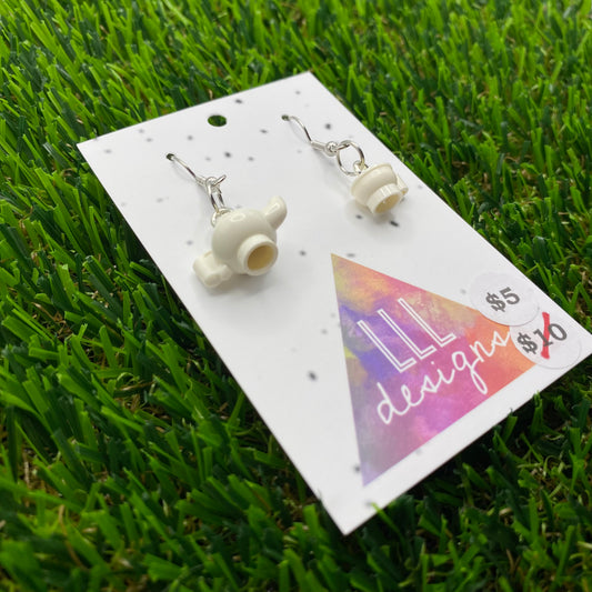 Tea Pot And Tea Cup Brick Hook Earrings Without Saucer - Super Lightweight!