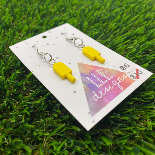 Icy Pole Brick Hook Earrings - Banana - Super Lightweight!
