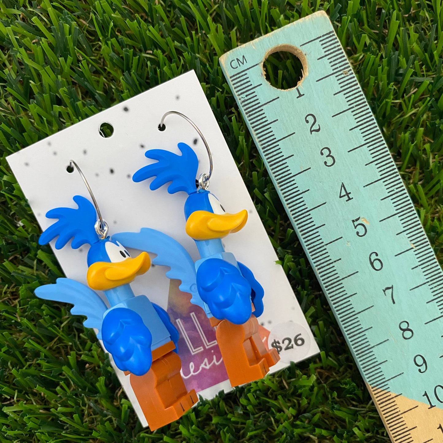 Brick Character Street Bird Earrings - Featuring Surgical Stainless Steel Silver Hoops!