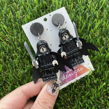 Screaming Ghost Halloween Brick Person Earrings - Halloween Dangle Earrings Featuring BlackGlitz Top!