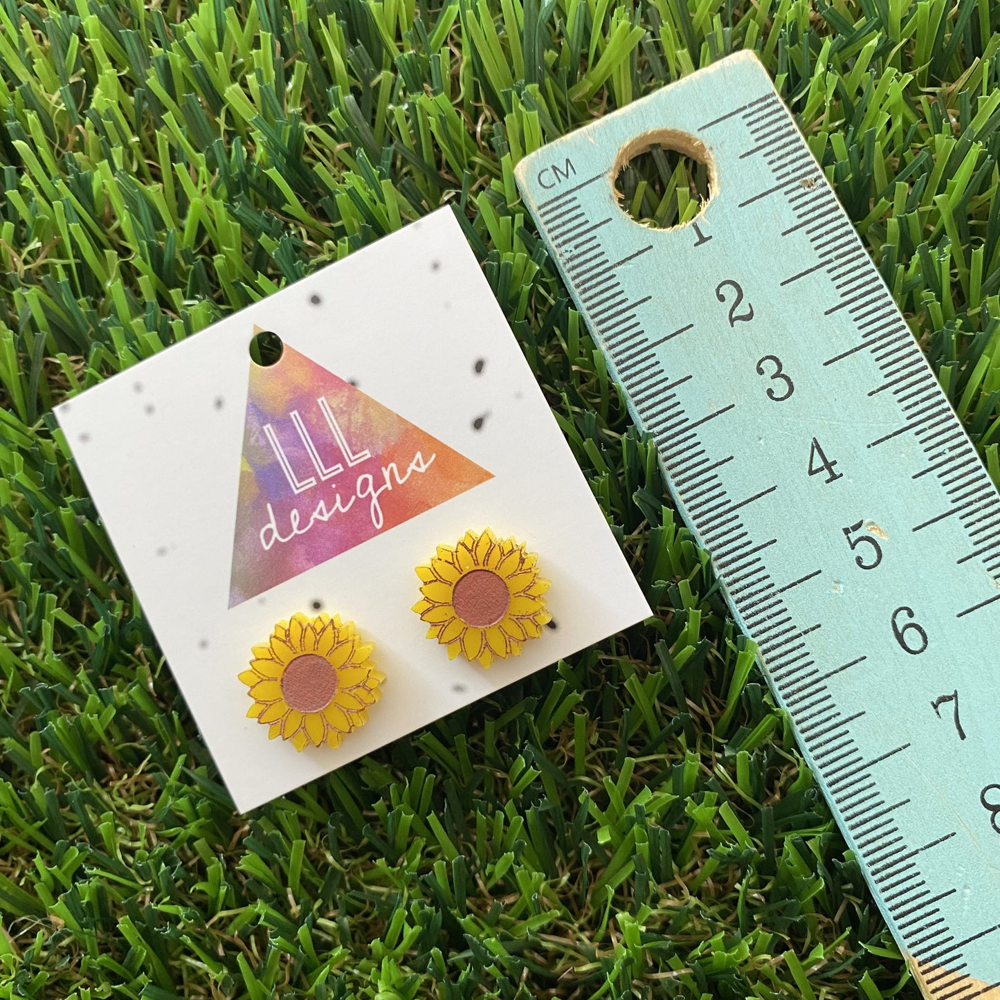 Flower Stud Earrings - Sunflower Stud Earrings Featuring Hand Painted Details!