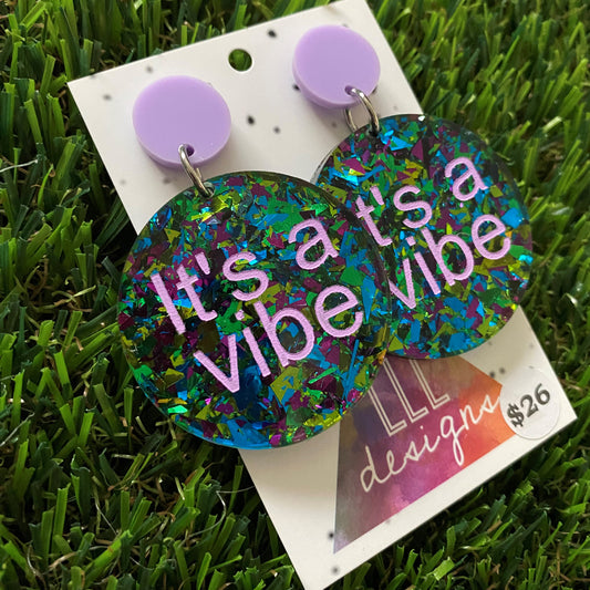 It's a vibe earrings - Glitzy hand painted with hints of lavender statement dangles.