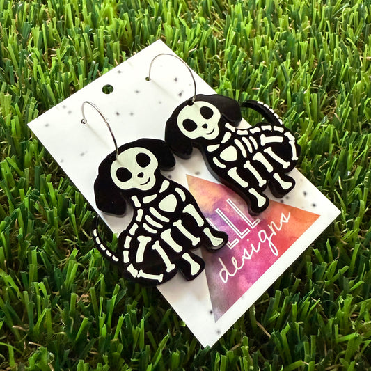 Dog Earrings - Skeleton Dog Hoop Earrings (Large)