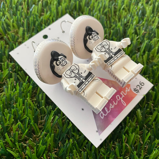 Day of the Dead Mexican Brick Character Dangle Earrings - Featuring a Yellow Top!