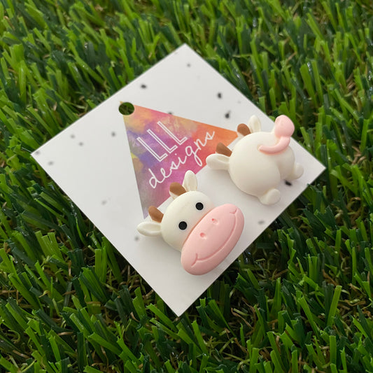 Cow Earrings. Super Fun Cartoon Cow Face and Bum Stud Earrings. Very Cheeky!