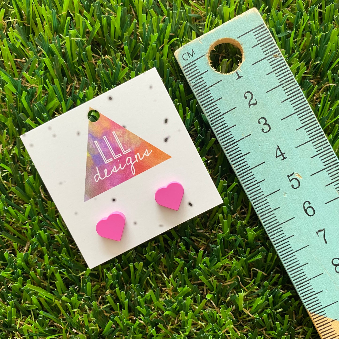 Pink Heart Brick Tile Style Studs Earrings - Brick Stud Earrings!
