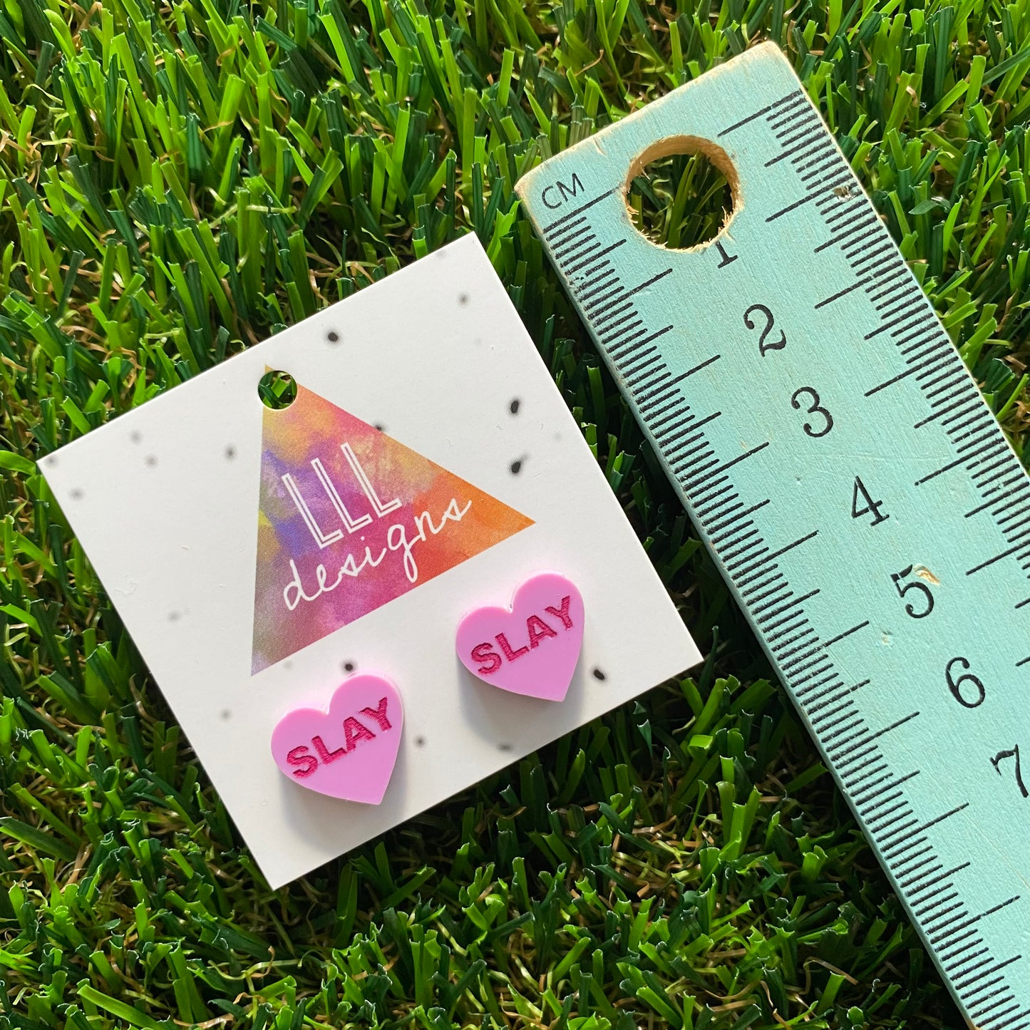 Pink SLAY Studs - Hand Painted Stud Earrings!