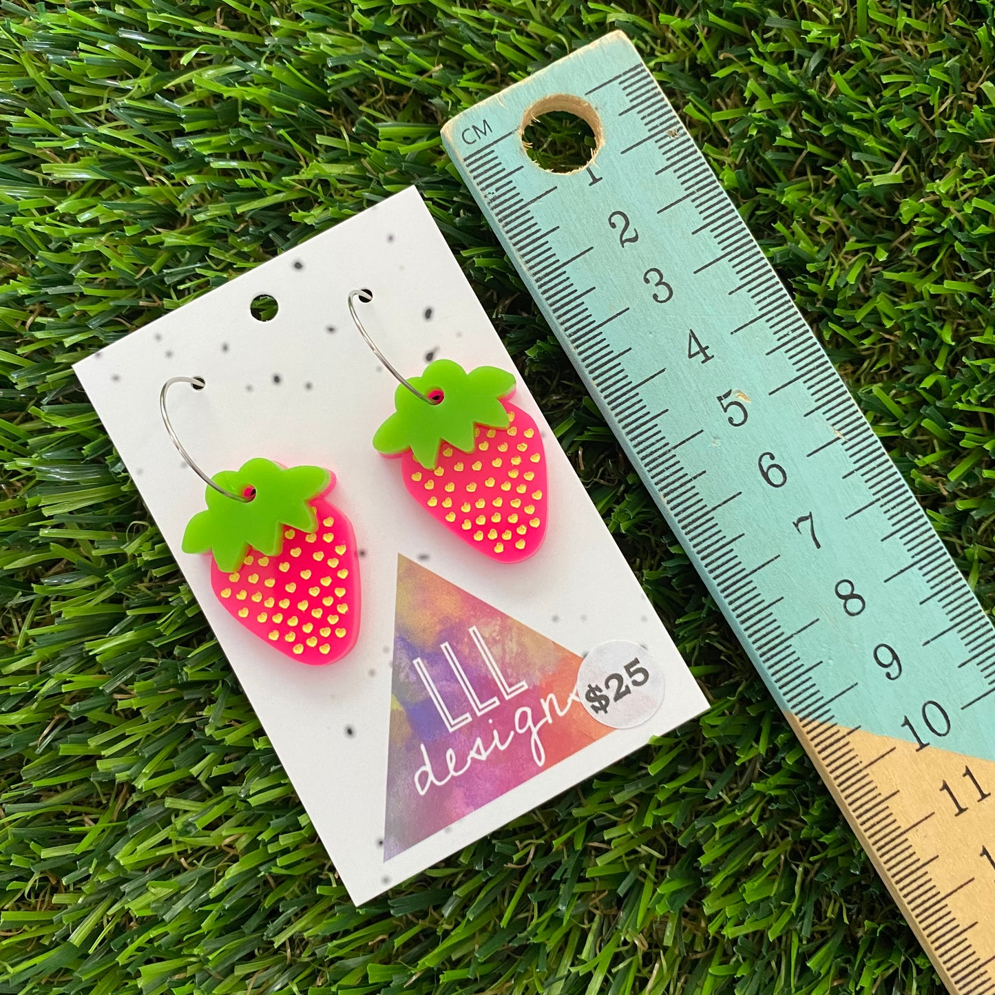 Strawberry Hoops - Love Patch Strawberries with Silver Hoops!