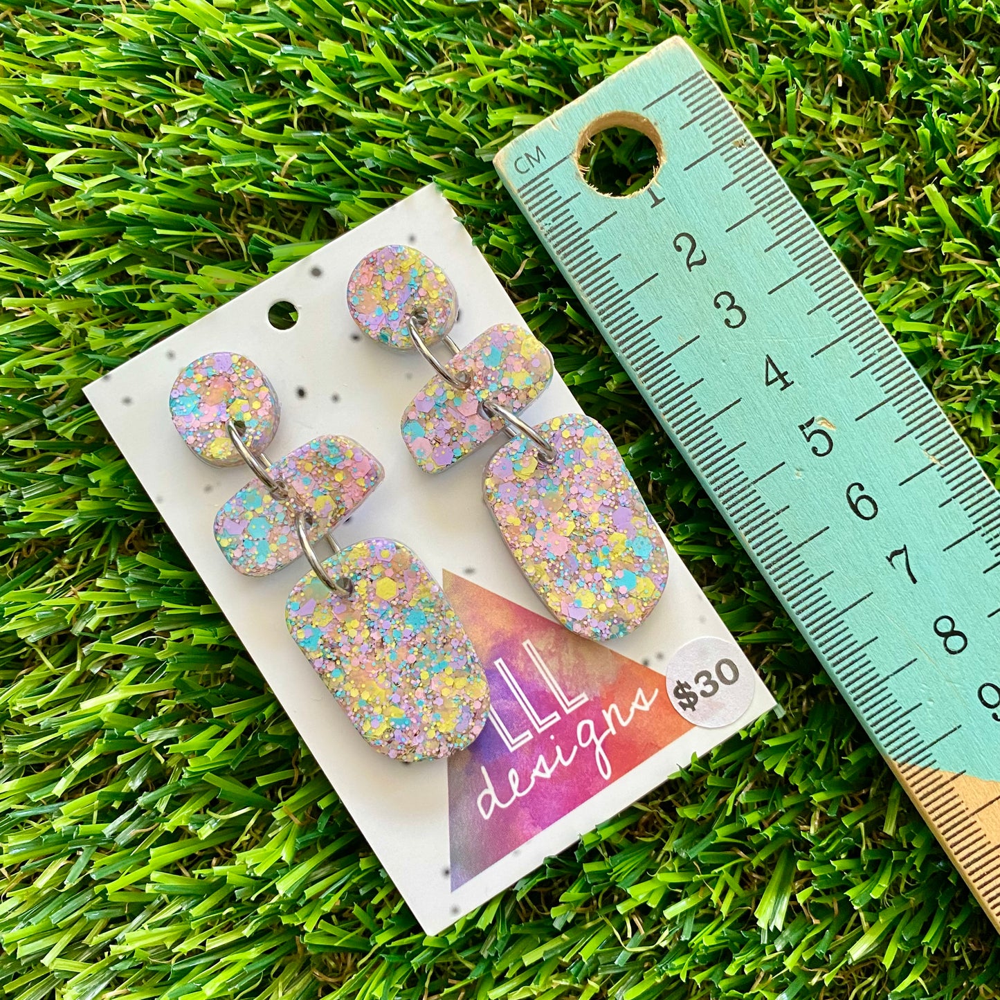 ON SALE!!!!!! Resin Earrings - Pastel Confetti Pebble Dangles - Betty Design!