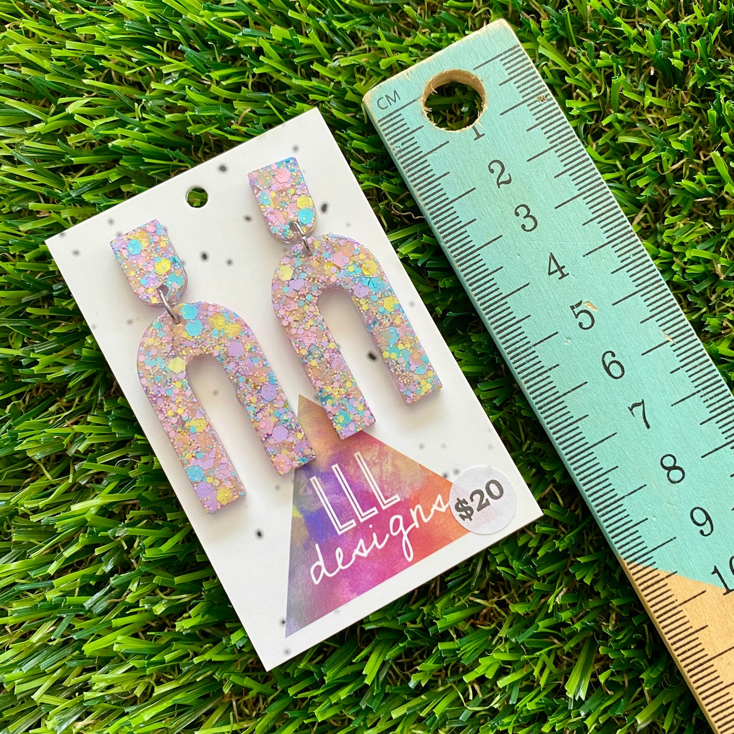 ON SALE!!!!!! Resin Earrings - Pastel Confetti Open Arches Dangles!