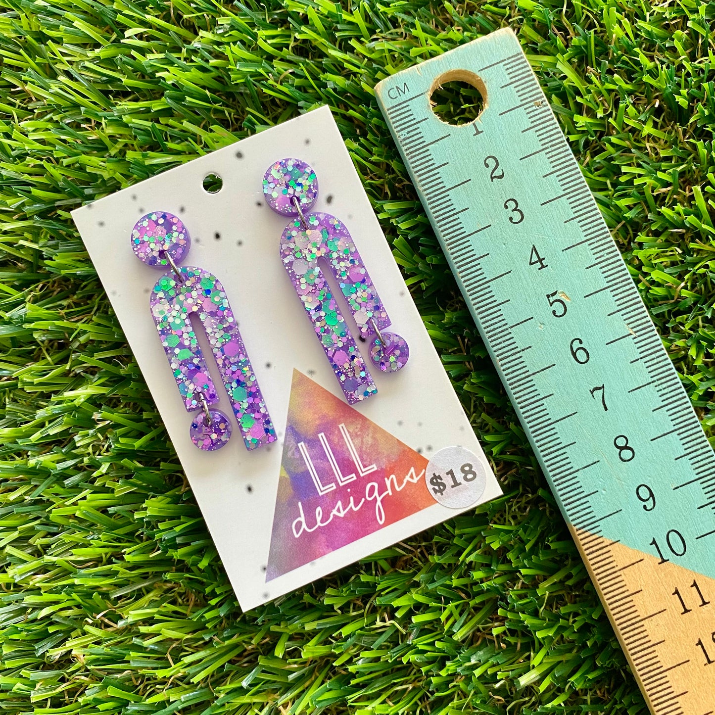 ON SALE!!!!!! Resin Earrings - Purple Multi Confetti Side Hustle Dangles!