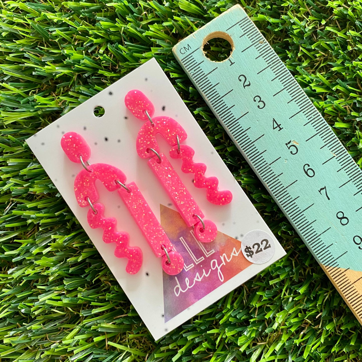 ON SALE!!!!!! Resin Earrings - Neon Glitter Pink A Bit of Everything!