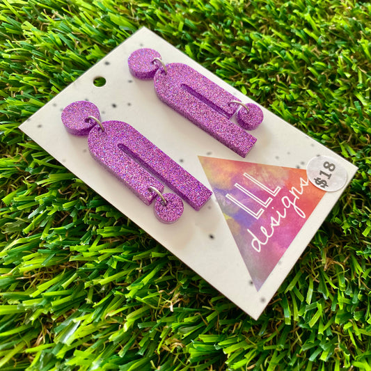 ON SALE!!!!!! Resin Earrings - Glitter Purple Side Hustle!