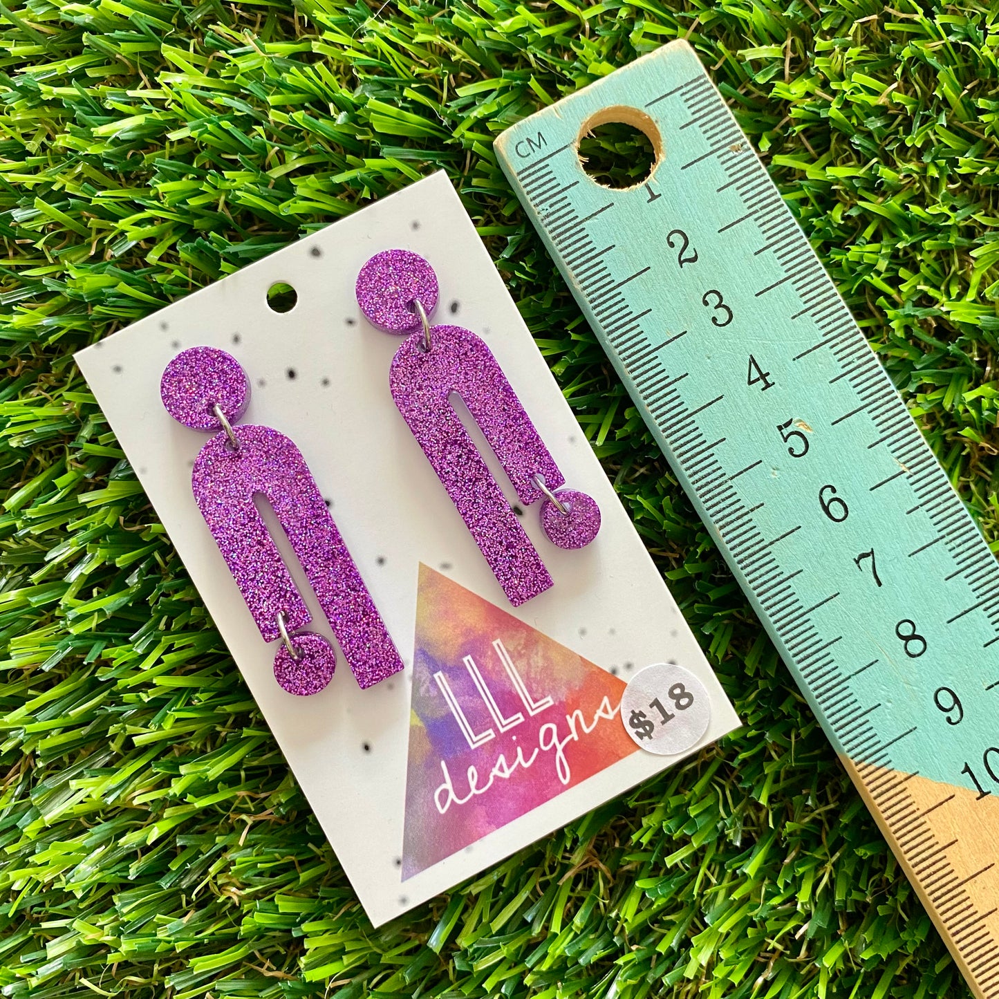 ON SALE!!!!!! Resin Earrings - Glitter Purple Side Hustle!