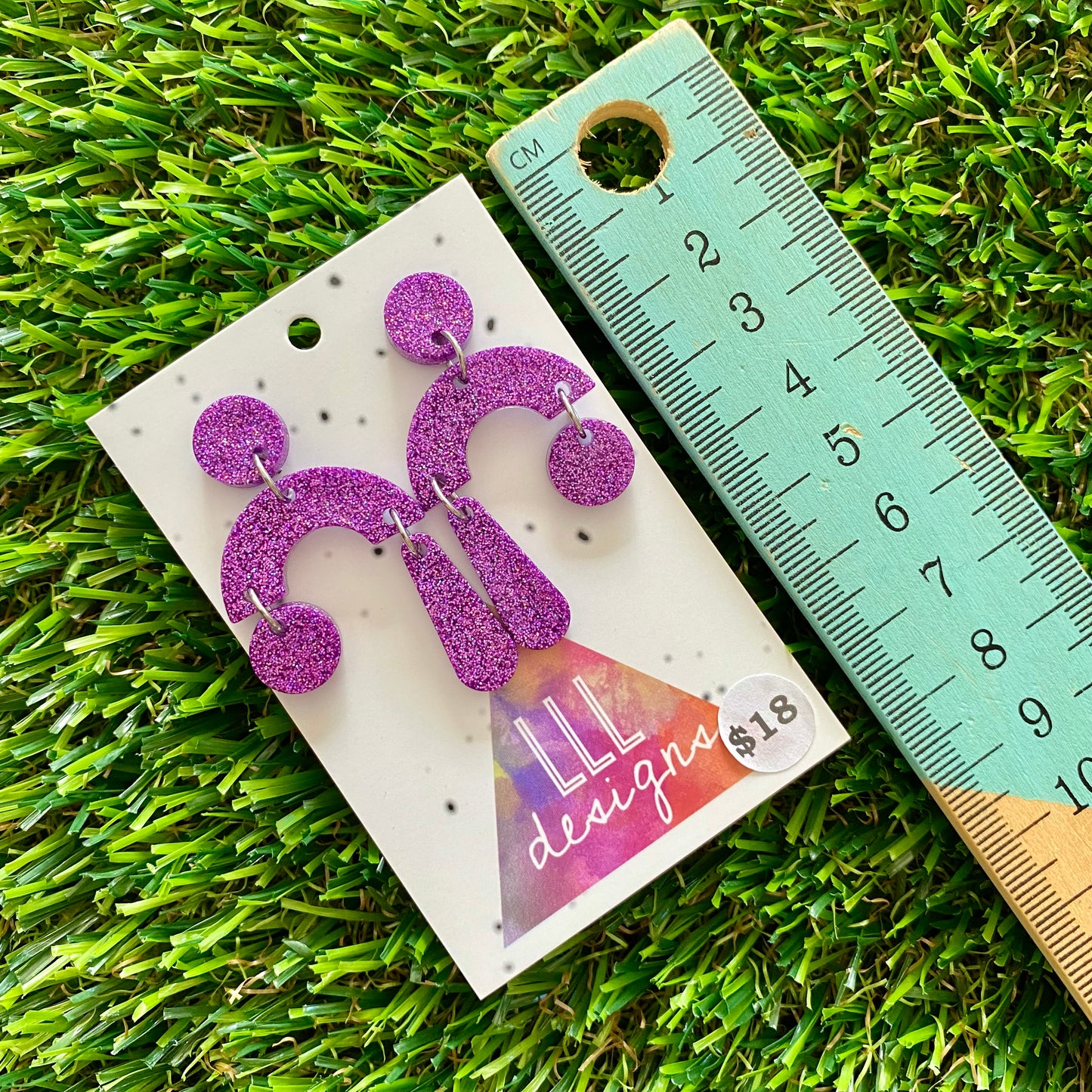 ON SALE!!!!!! Resin Earrings - Glitter Purple Trapeze!