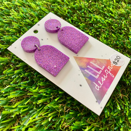 ON SALE!!!!!! Resin Earrings - Glitter Purple Pearl Design!