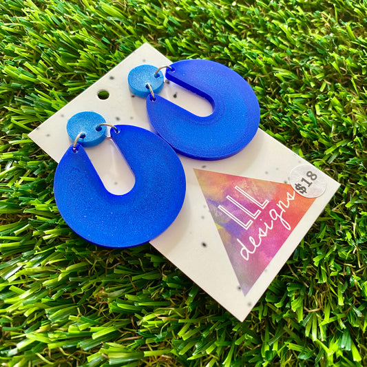 ON SALE!!!!!! Resin Earrings - Blue Double Time!