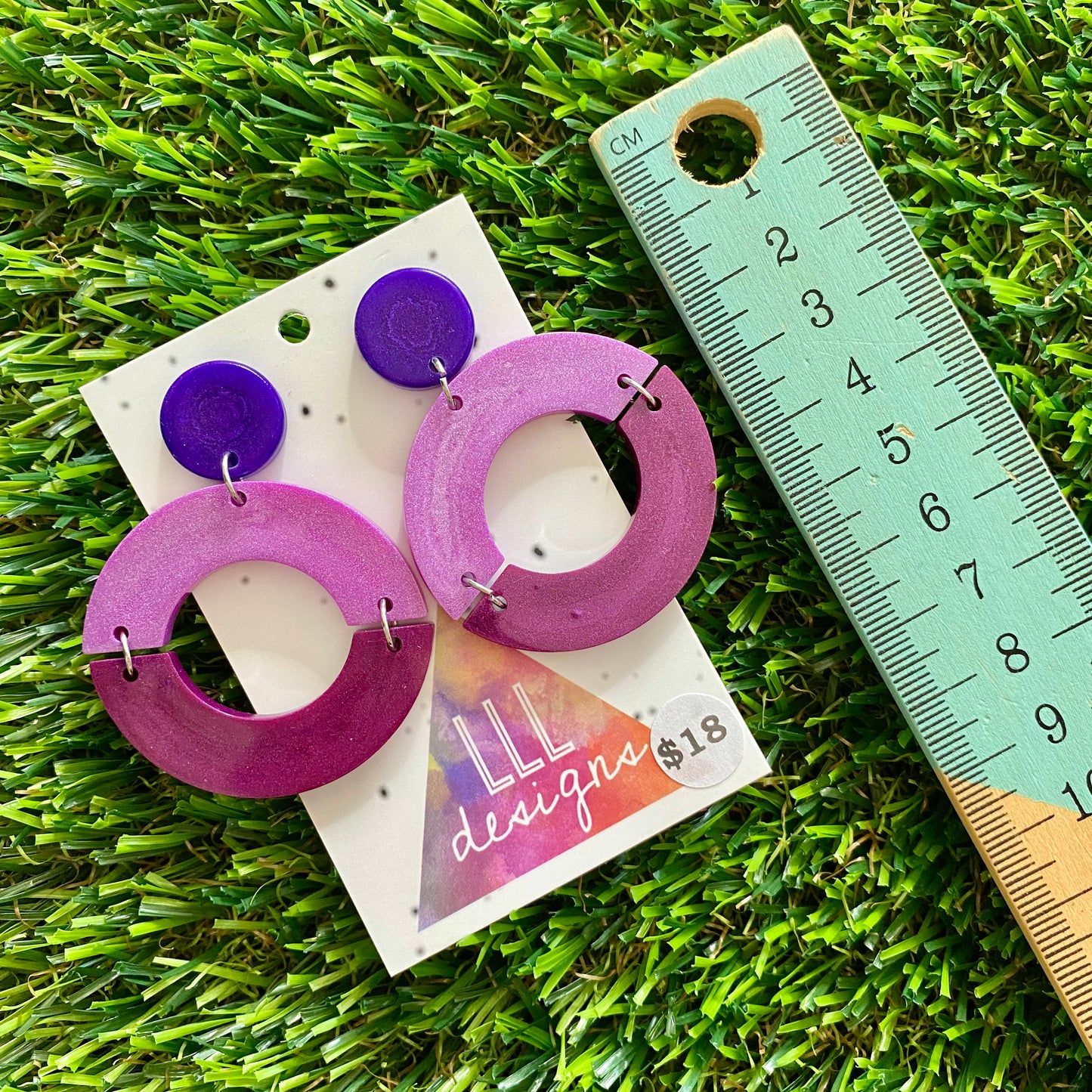 ON SALE!!!!!! Resin Earrings - Purple Two Toned Connections!