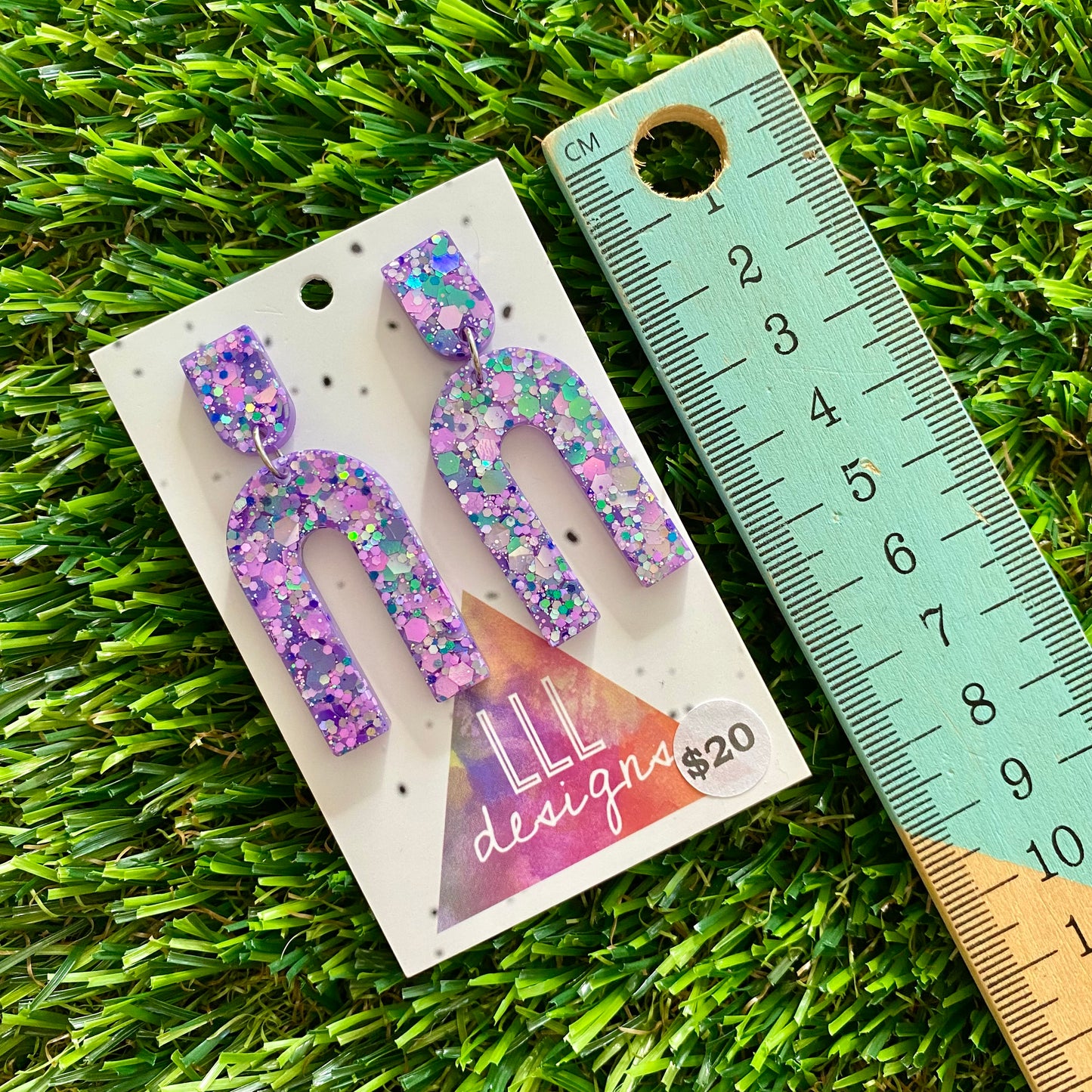 ON SALE!!!! Resin Earrings - Purple Multi Glitter Open Arched Dangles!