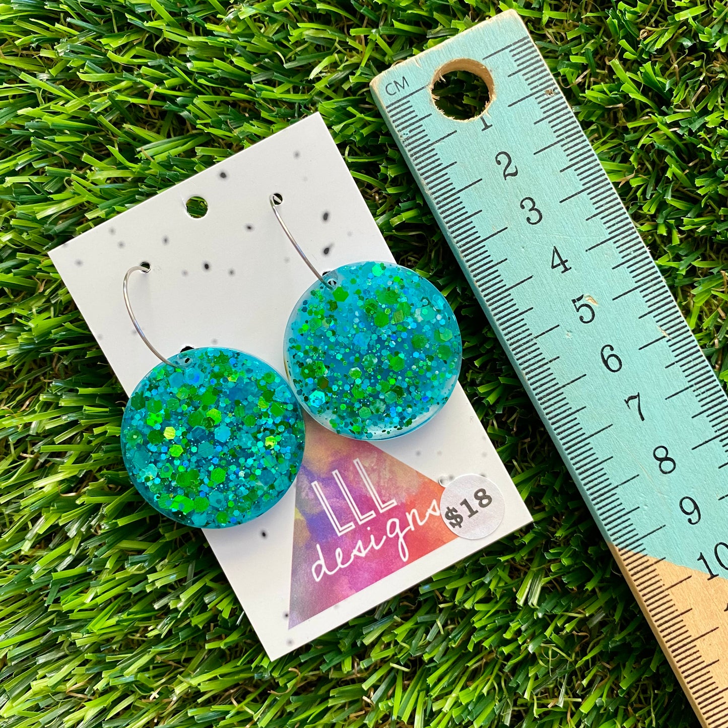 ON SALE!!!! Resin Earrings - Chunky Glitter Globe Featuring Silver Hoops!