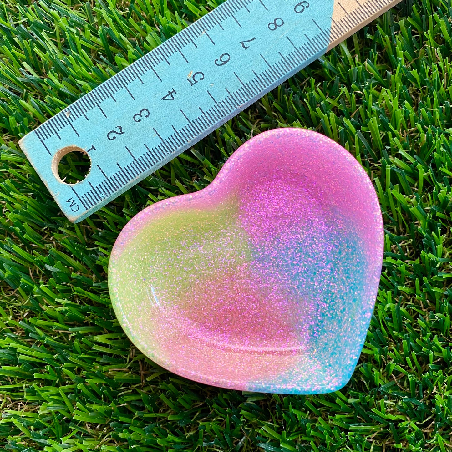 Resin Heart Dish - Pastel Rainbow Glitter Mix! Brighten Up Your Life with this Bold and Fun Piece!
