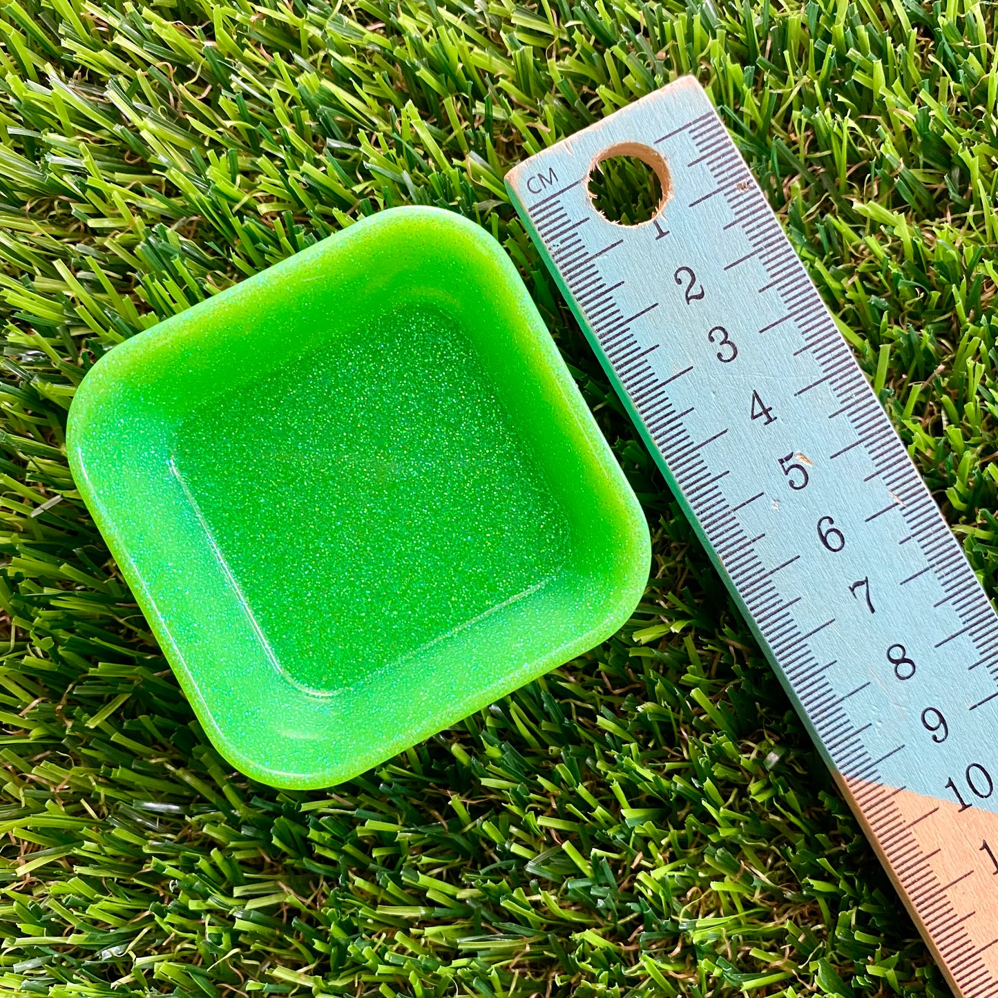 Resin Square Dish - Glitter Neon Green! Brighten Up Your Life with this Bold and Fun Piece!
