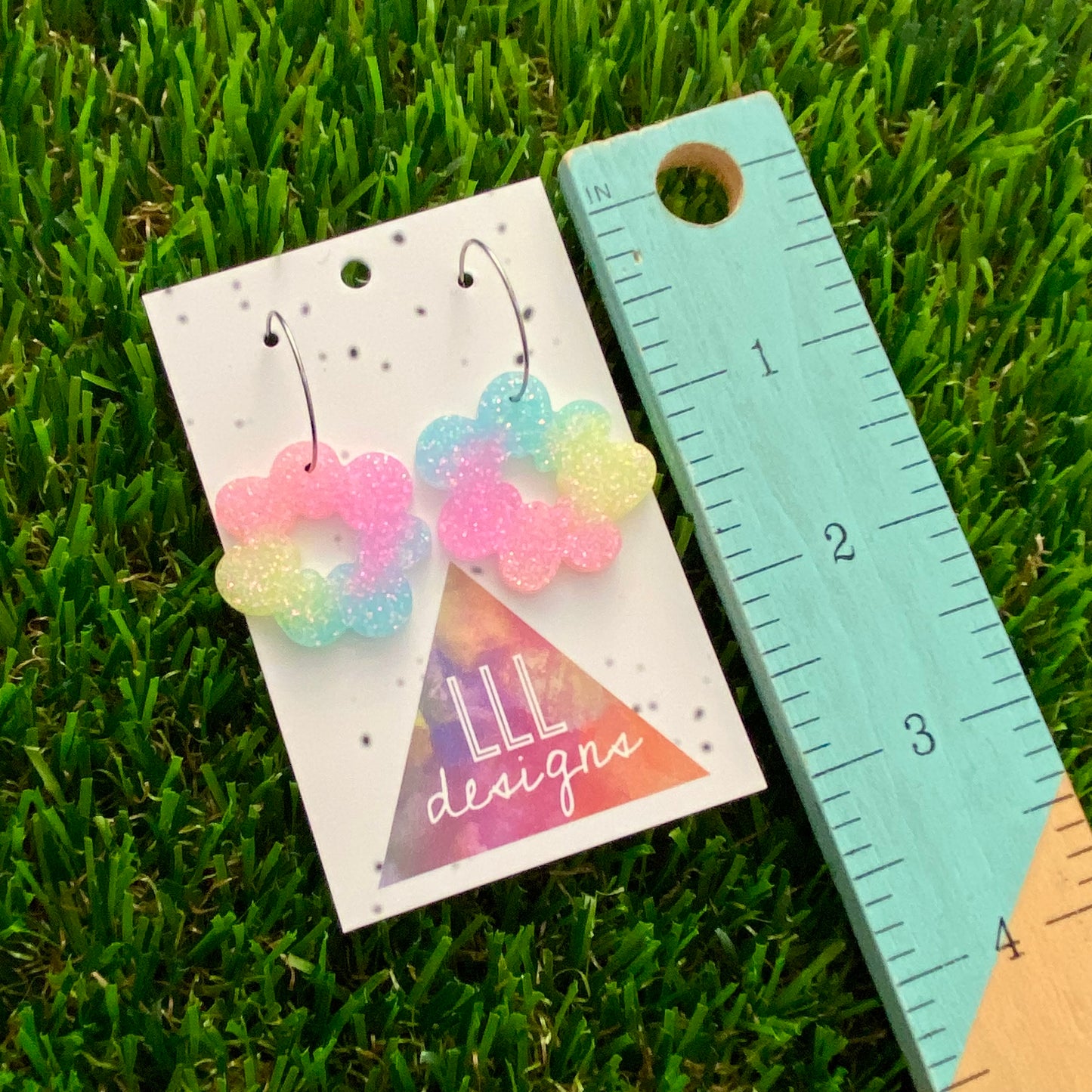 ON SALE!!!!!! Resin Earrings - Pastel Floral Wreath Featuring a Silver Hoop! (2)