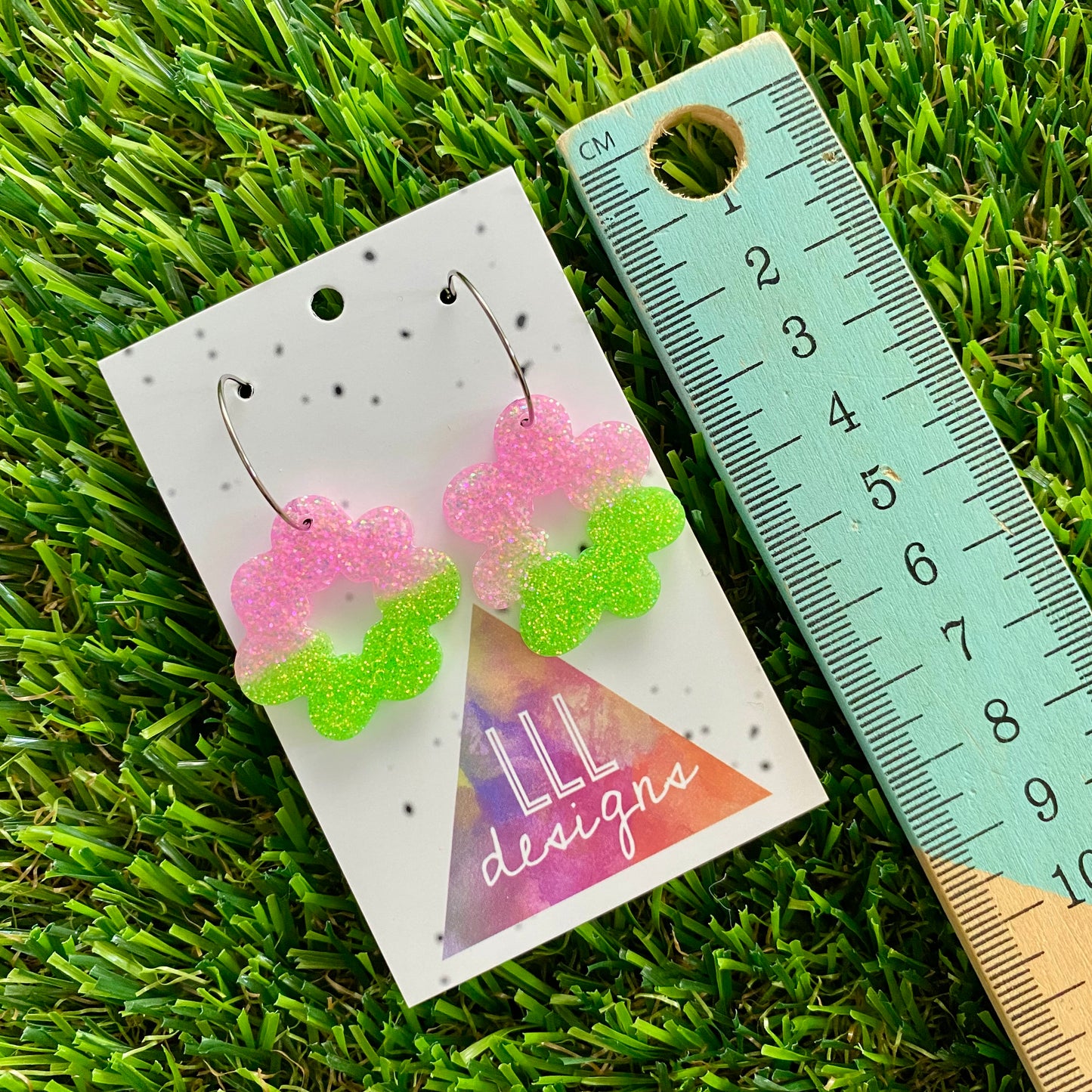 ON SALE!!!!! Resin Earrings - Vibrant Floral Wreath Featuring a Silver Hoop! (1)