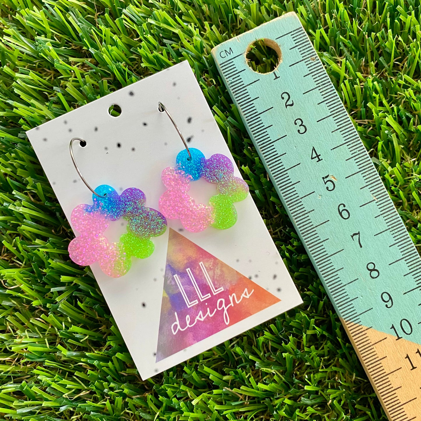 ON SALE!!! Resin Earrings - Vibrant Floral Wreath Featuring a Silver Hoop! (3)