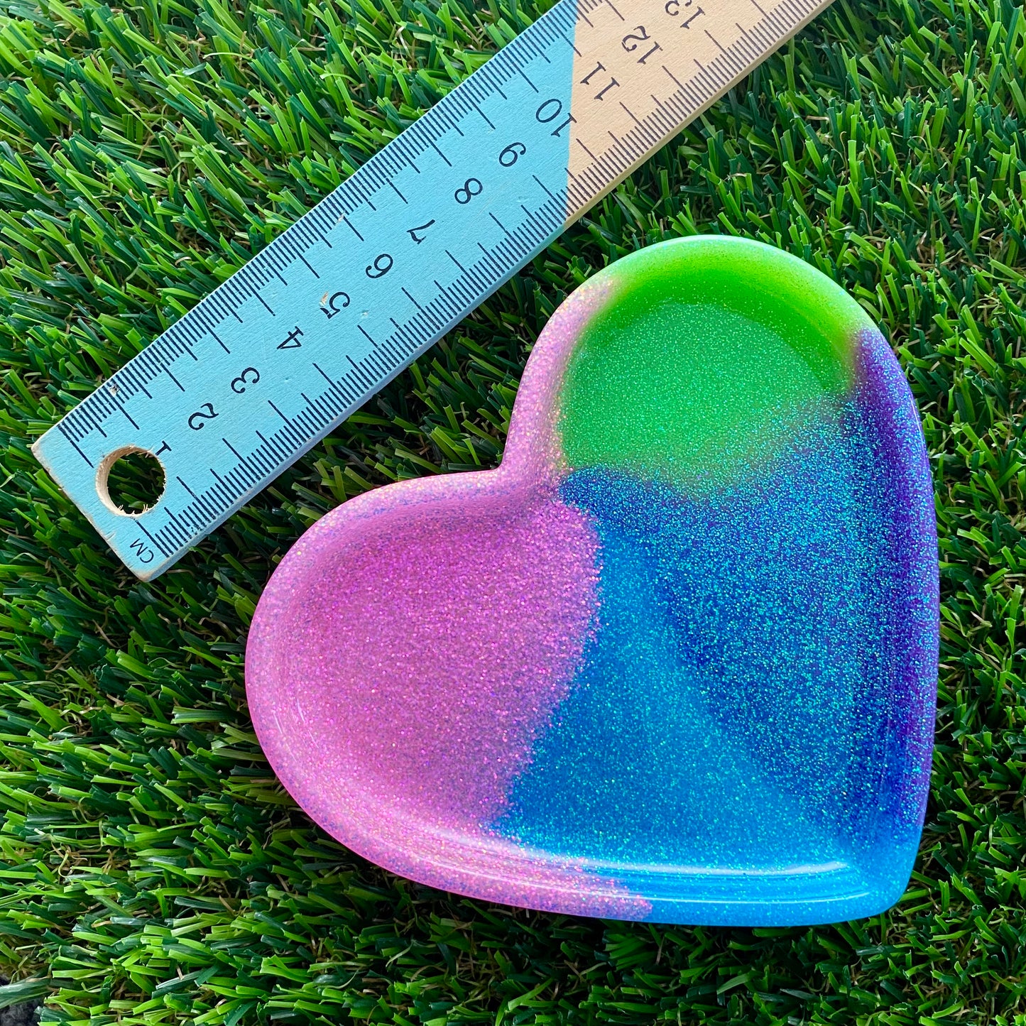 Resin Heart Tray - Glitter Neon Vibrant! Brighten Up Your Life with this Bold and Fun Piece!