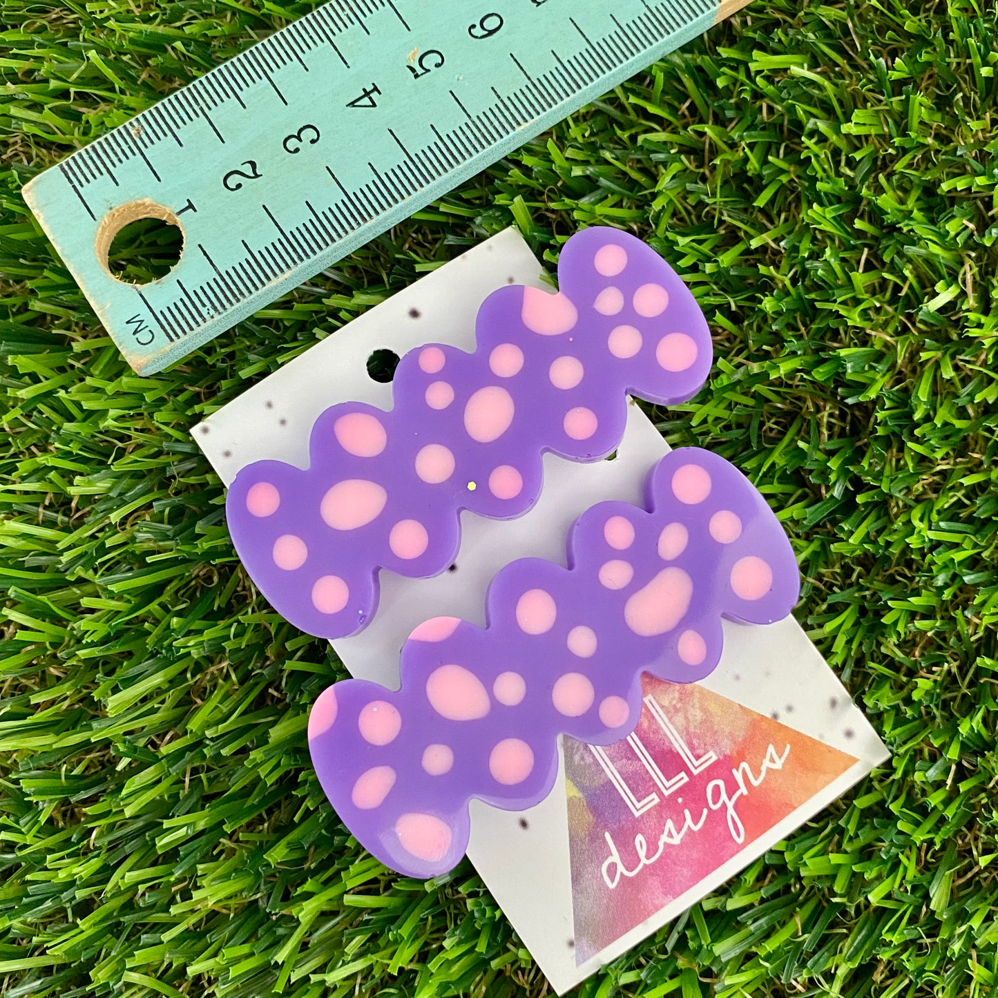 Handmade Resin Hair Clip - Polka Dotted Purple Bubble Hair Clip Pair!