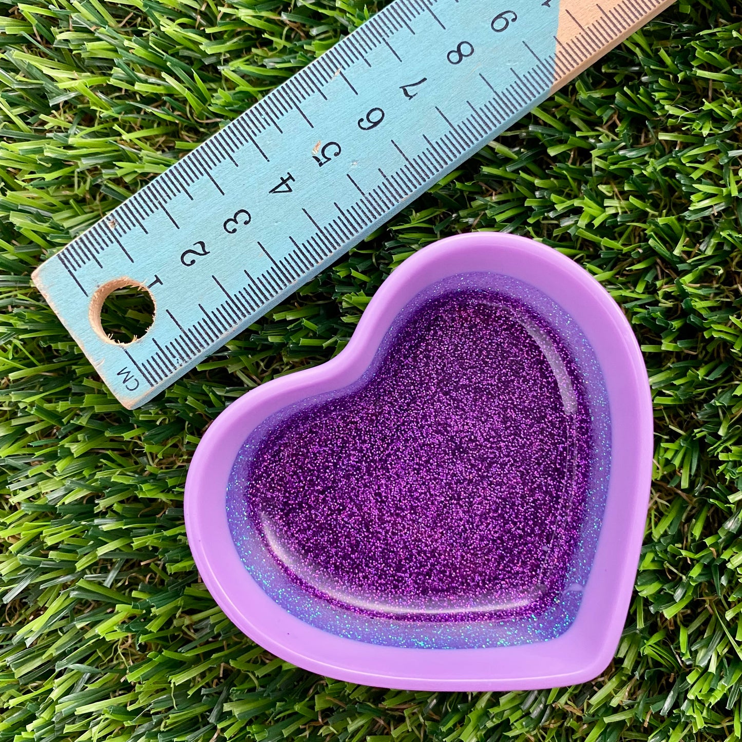 Resin Heart Dish - Three Tone Glitter Purple Featuring a Pastel Purple Border! Brighten Up Your Life with this Bold and Fun Piece!