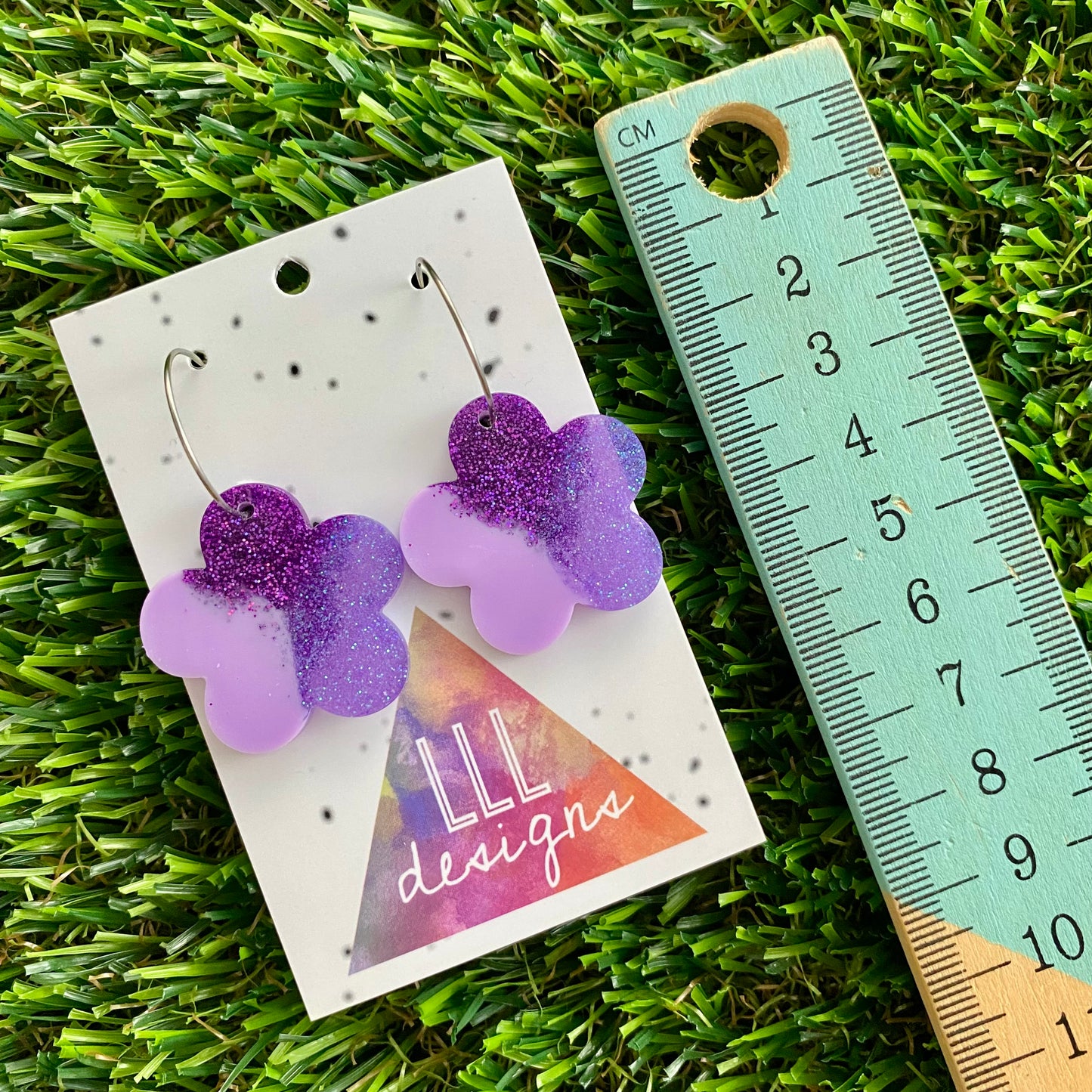 ON SALE!!! Resin Earrings - Purple Dream Solid Daisy Featuring a Silver Hoop!