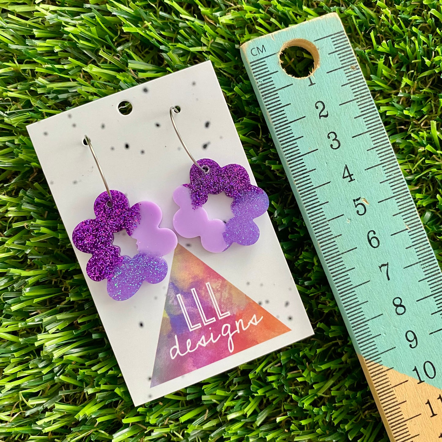 ON SALE!!! Resin Earrings - Purple Dream Floral Wreath Featuring a Silver Hoop!