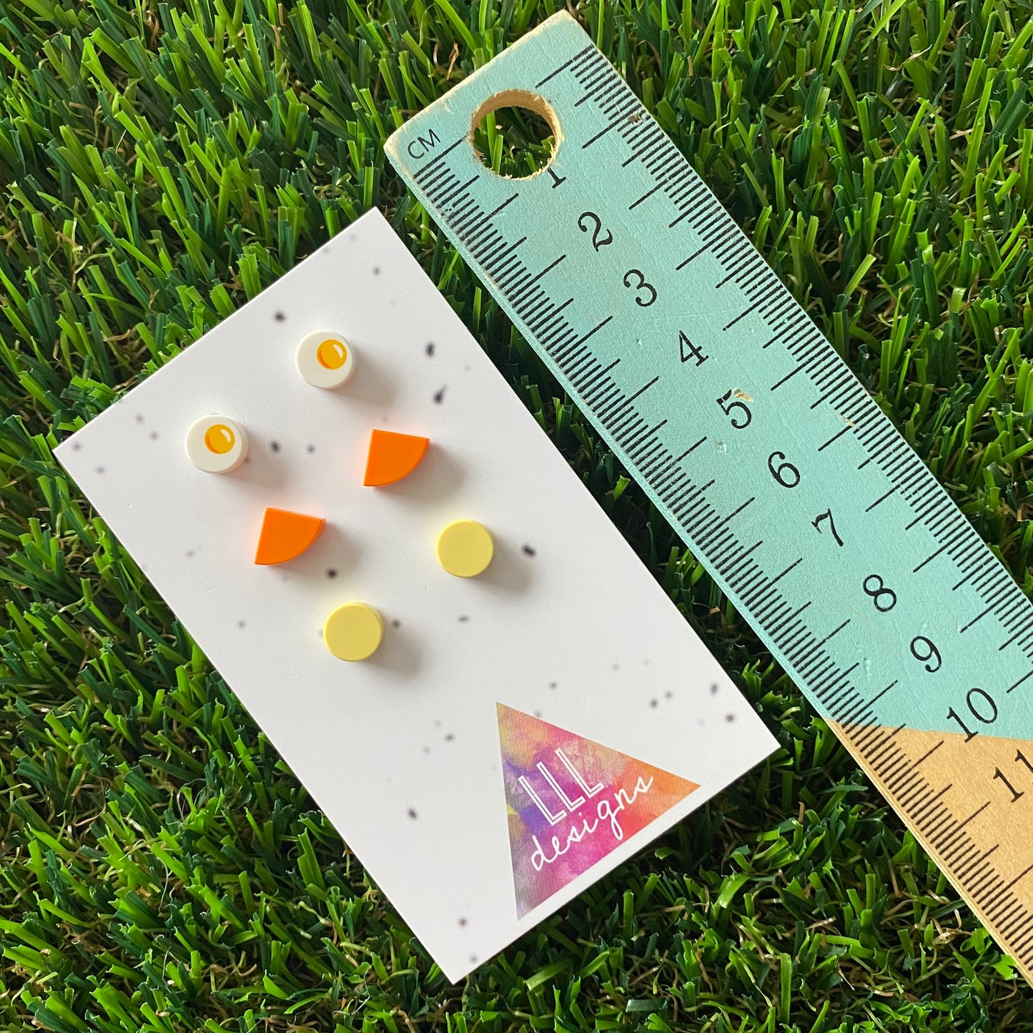 Earring Sets -#4 Fried Eggs + Orange Quarters + Lemons Dots - Three Sets of Studs, A EGG-cellent Great Deal!