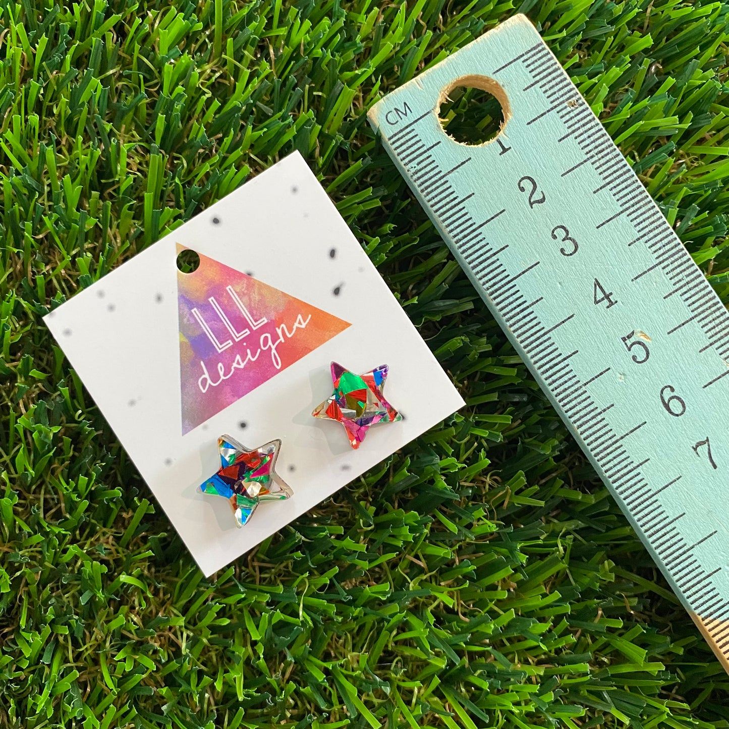 Rainbow Metallic Glitz Star Stud Earrings!