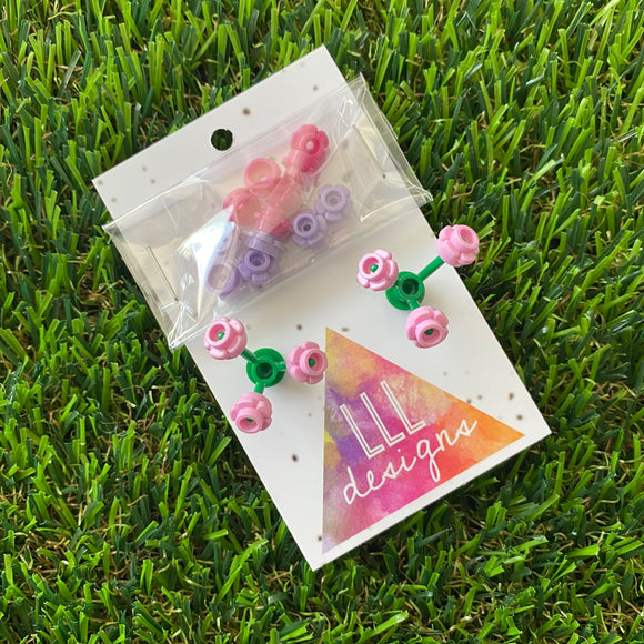 Mini Blooming Stud Earrings - #3 Three Pastel Pink Flowers with Twelve Additional Pastel Pink and Purple Flowers - Mix and Match To Your Liking!