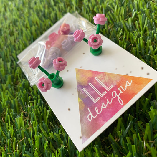 Mini Blooming Stud Earrings - #3 Three Pastel Pink Flowers with Twelve Additional Pastel Pink and Purple Flowers - Mix and Match To Your Liking!