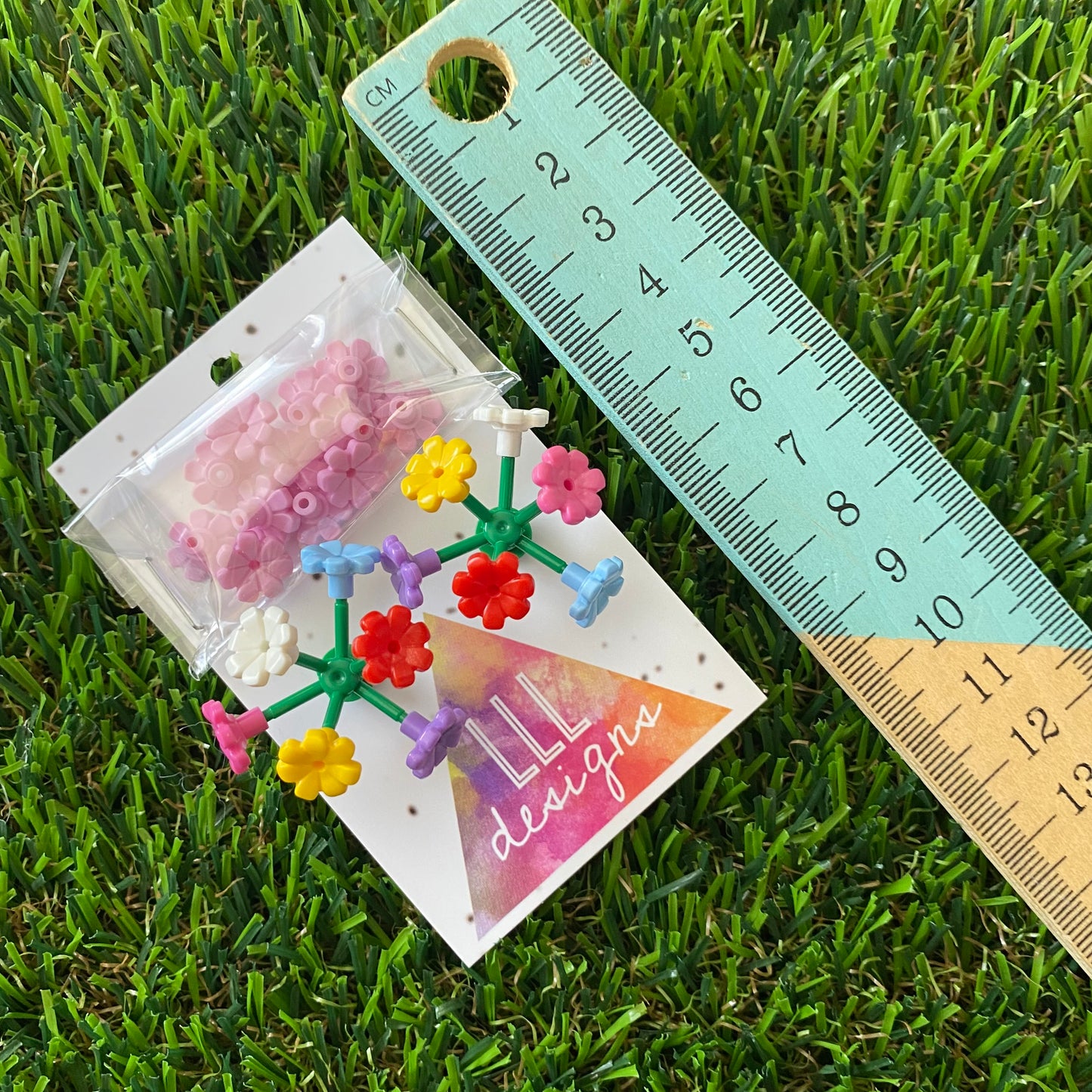 Mega Blooming Stud Earrings - #1 Six Rainbow Flowers with Twelve Additional Pastel Pink Flowers - These Will Make You STAND OUT!