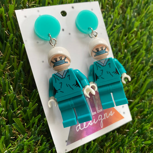 Brick People Earrings - #6 Surgeon Sam Dangle Earrings