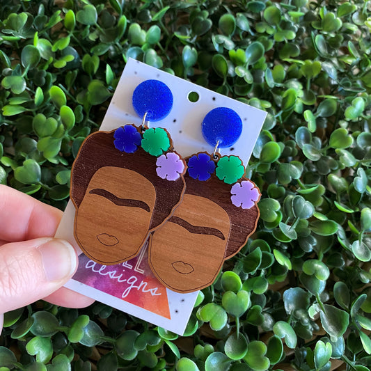 Fabulous Frida Stacked Statement Dangle Earrings. (Blue Edition)